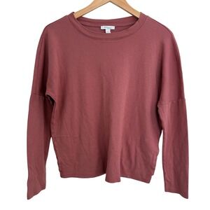 Daily Ritual Womens Crew Neck Long Sleeve Shirt Rose Pink Mauve Size M